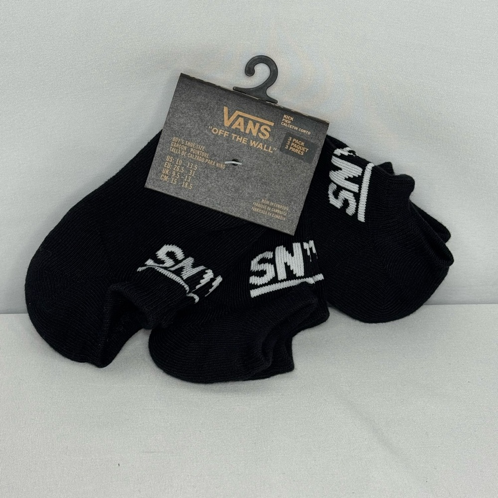 Vans Black kick Ankle Socks - boys size 10-13.5